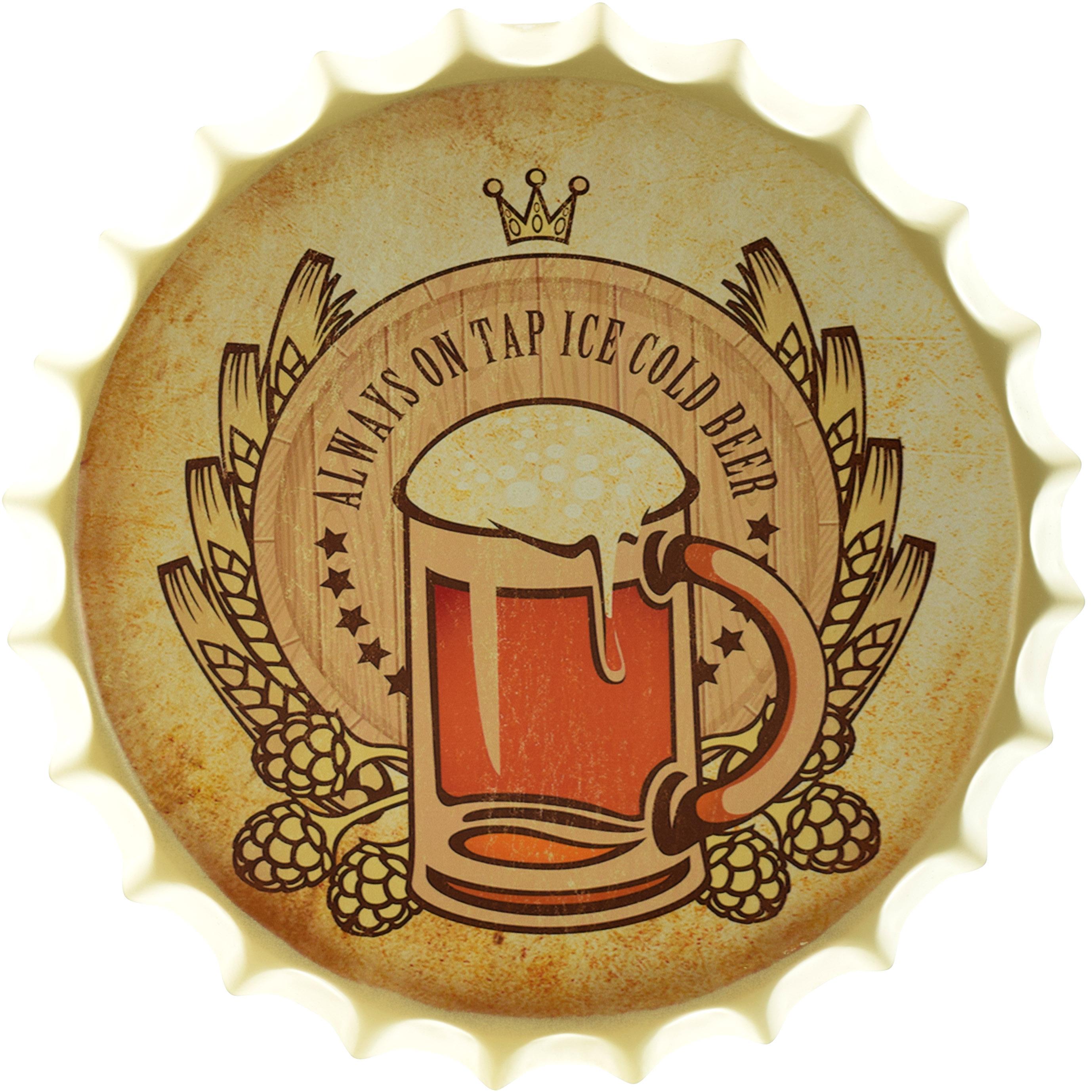 Табличка металева Завжди Крижане Пиво На Розлив/Always On Tap Ice Cold Beer кришка 35 см