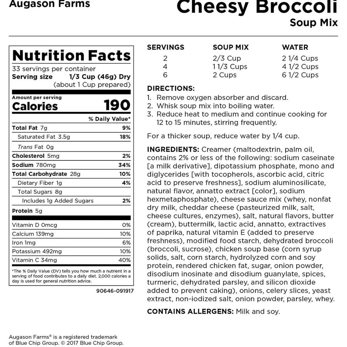 Сублімований сирний суп з броколі Augason farms 32 порції з великим терміном придатності (101100) - фото 3 Сублімований сирний суп з броколі Augason farms 32 порції з великим терміном придатності (101100) - фото 3