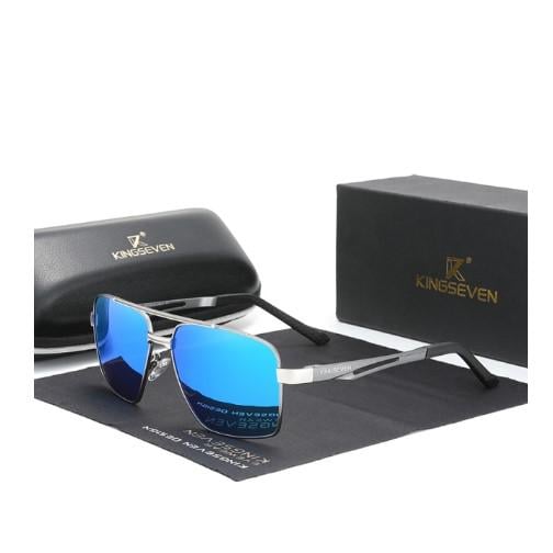 Солнцезащитные очки мужские KINGSEVEN DESIGN N7755 в классической квадратной оправе с поляризованными линзами Синий