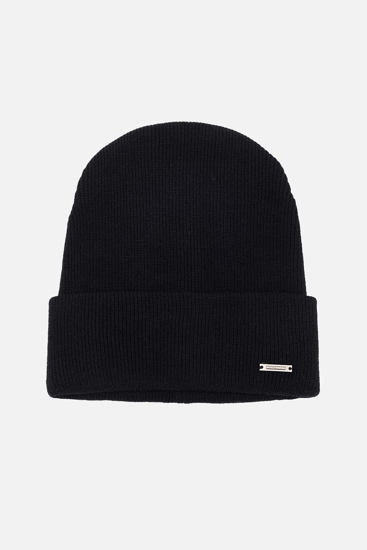 Шапка жіноча з відворотом 56-58 см Чорний (ЦБ-00226802)