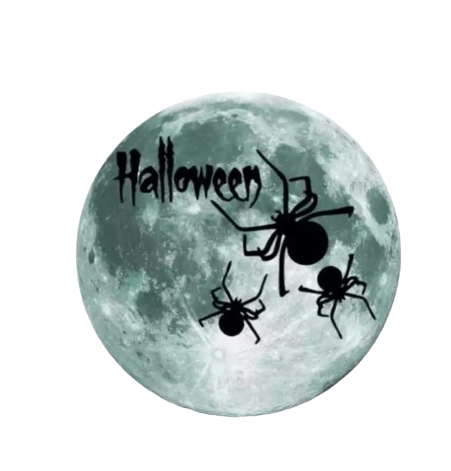 Наклейки на Хэллоуин фосфорные Луна и пауки 30 см Салатовый (8016)