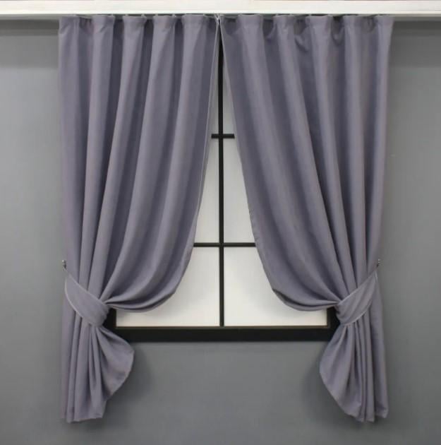 Комплект штор коротких микровелюр Petek 1,4х1,7 м 2 шт. Лавандовый (1493ш 35-0234)