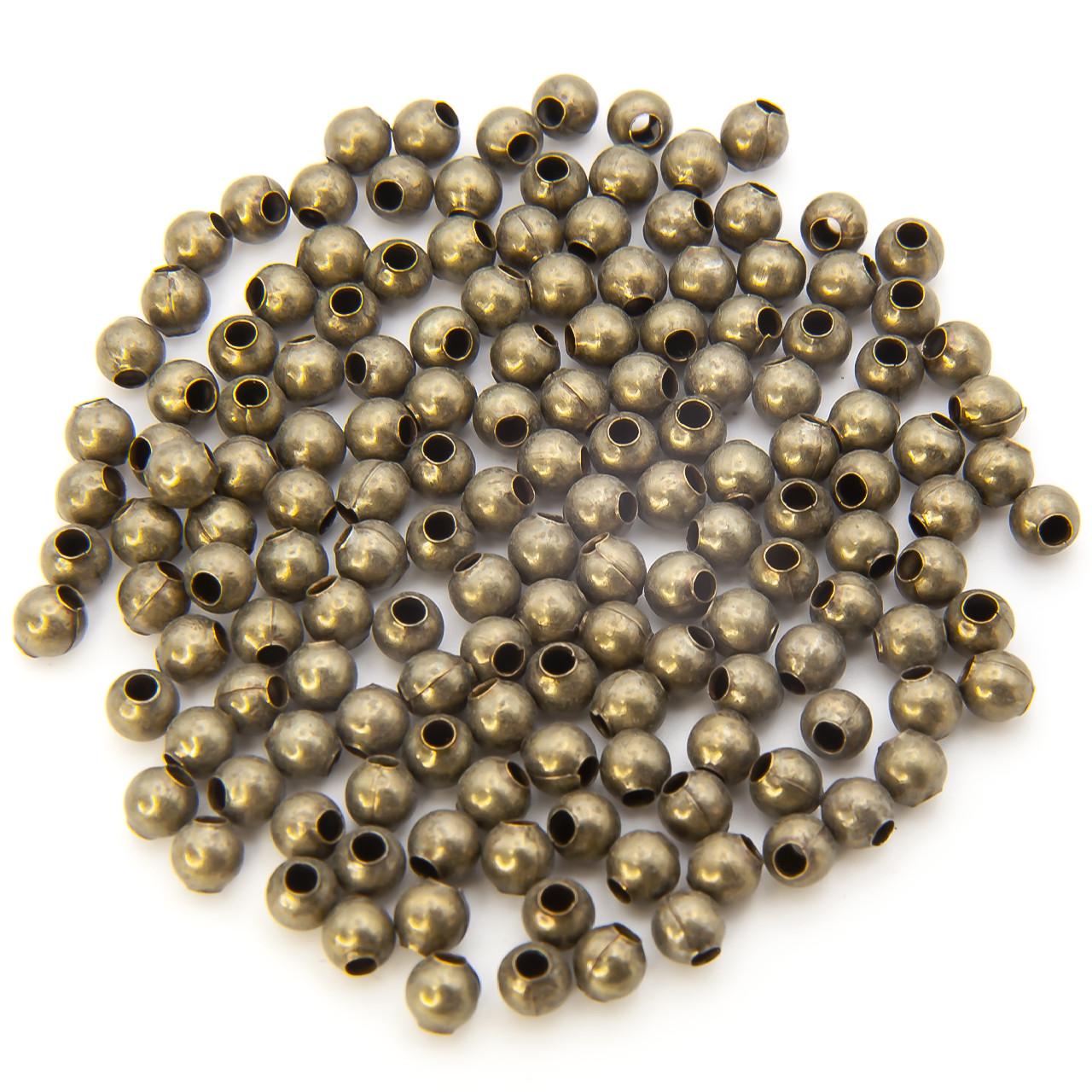 Бусины металлические круглые 5 мм Ø 1,9 мм в уп. 150 шт. Бронзовый (БМ0005к89)