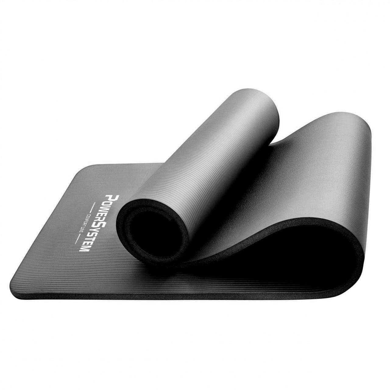 Килимок для йоги та фітнесу Power System PS-4017 NBR Fitness Yoga Mat Plus 180х61х1 см Black