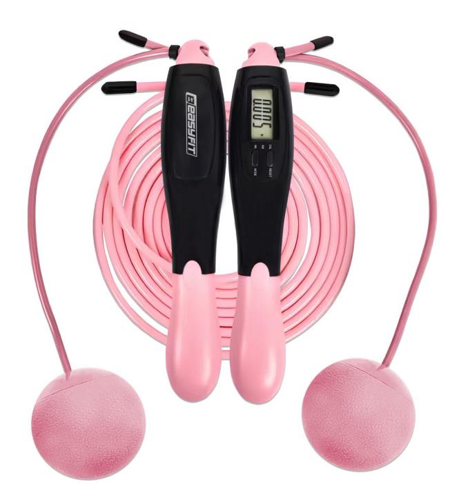 Скакалка со счетчиком EasyFit TwinRope 2,8 м Черный/Розовый (EF-1909-BP)