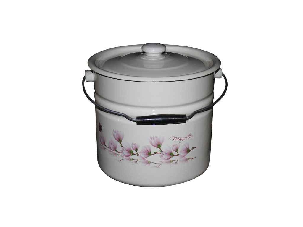 Ведро IDILIA 12 л с крышкой Магнолия Молочный (I1224/2)