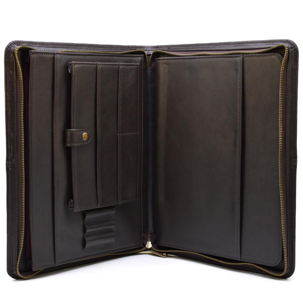 Папка кожаная на молнии с ручкой с органайзером TARWA GC-4495-4lx А4 Коричневый (40156) - фото 2 Папка кожаная на молнии с ручкой с органайзером TARWA GC-4495-4lx А4 Коричневый (40156) - фото 2