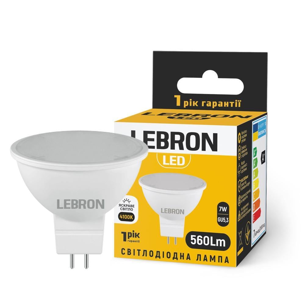 LED-лампа Lebron L-MR16 7W 220V GU5.3 4100K 560 Lm (28688273)