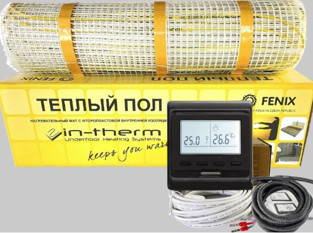 Комплект теплого пола под плитку In-Therm 0,8 м2 с програмируемым терморегулятором Черный (50207)