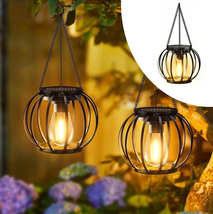 Фонарь-пуль садовая подвесная Тыква металлическая на солнечной батарее Теплая белая (1000-ZB-1020) - фото 2 Фонарь-пуль садовая подвесная Тыква металлическая на солнечной батарее Теплая белая (1000-ZB-1020) - фото 2