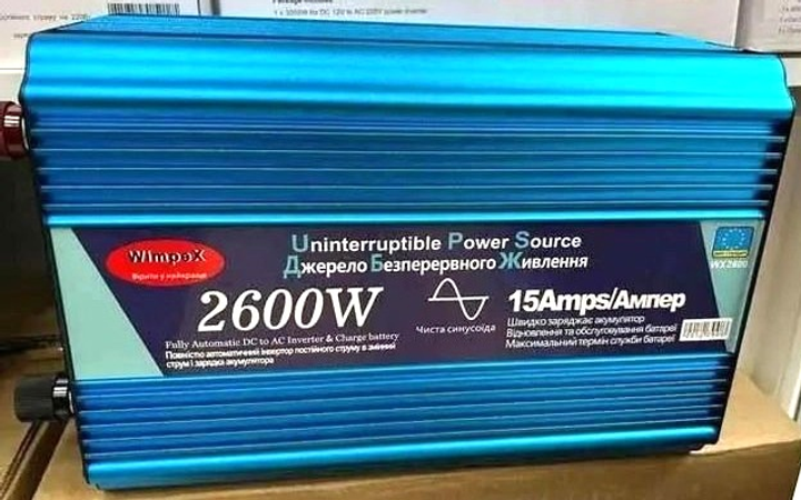 Инвертор преобразователь напряжения Wimpex WX-2600 автомобильный с зарядным UPS 2600W 12/220V чистая синусоида - фото 2