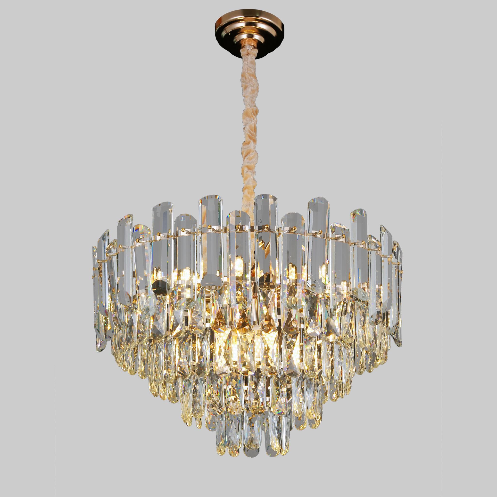 Люстра Glass Cascade круглая на 11 ламп 55 см Золотой