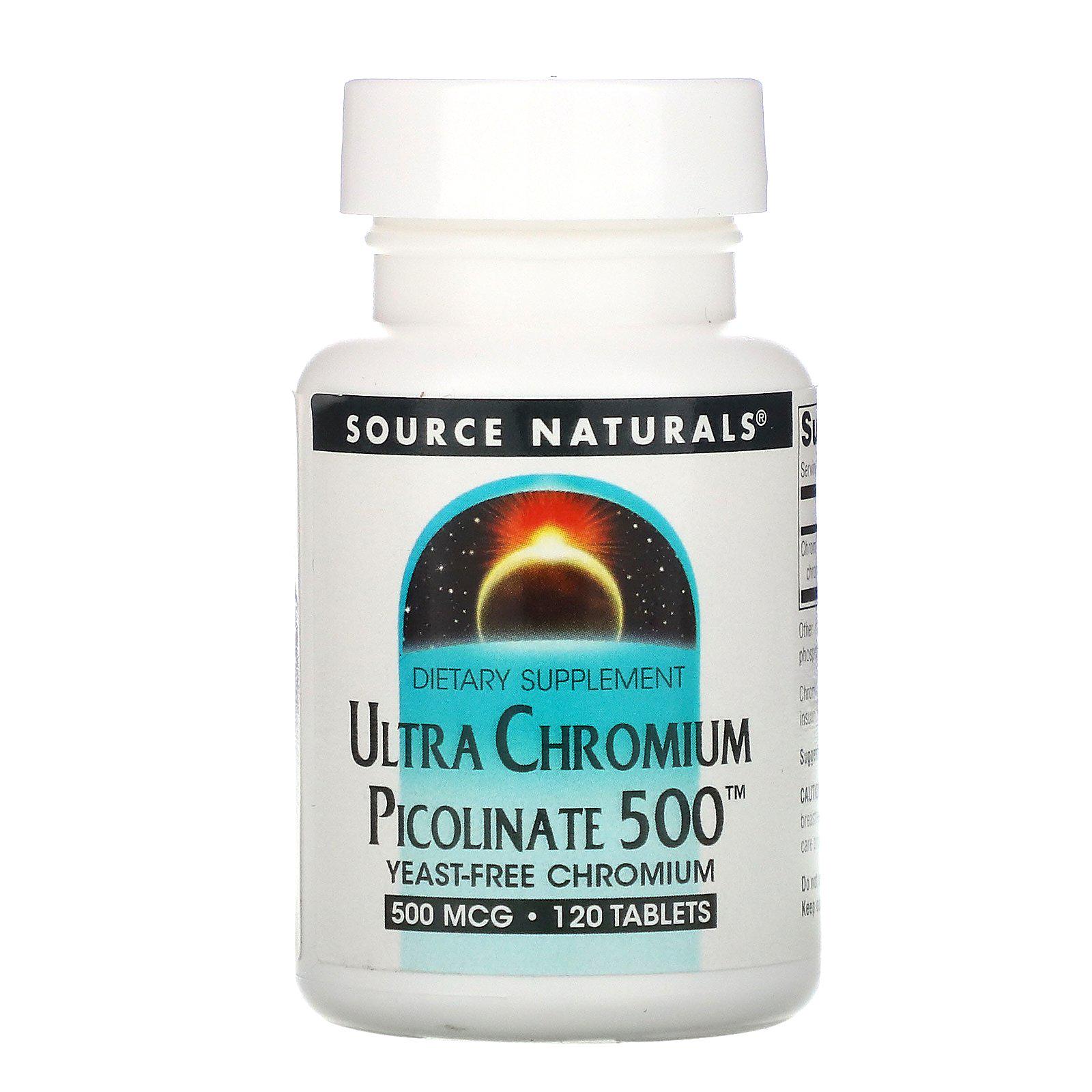 Микроэлемент Хром Source Naturals Ultra Chromium Picolinate 500 mcg 120 Tabs