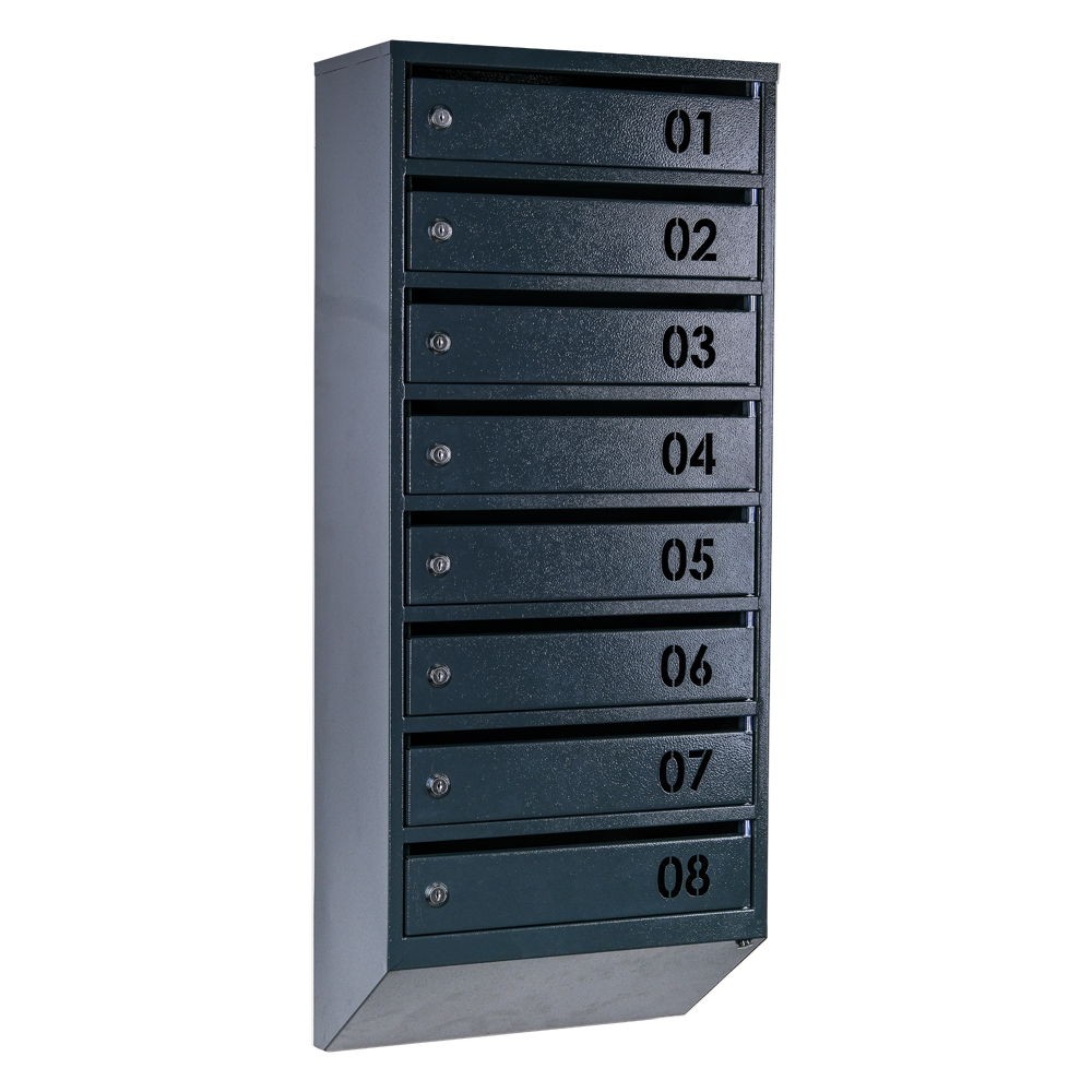 Почтовый ящик Галиндустрия ЯП08В на 8 секций 950x390x200 мм Антрацитовый (21005310)