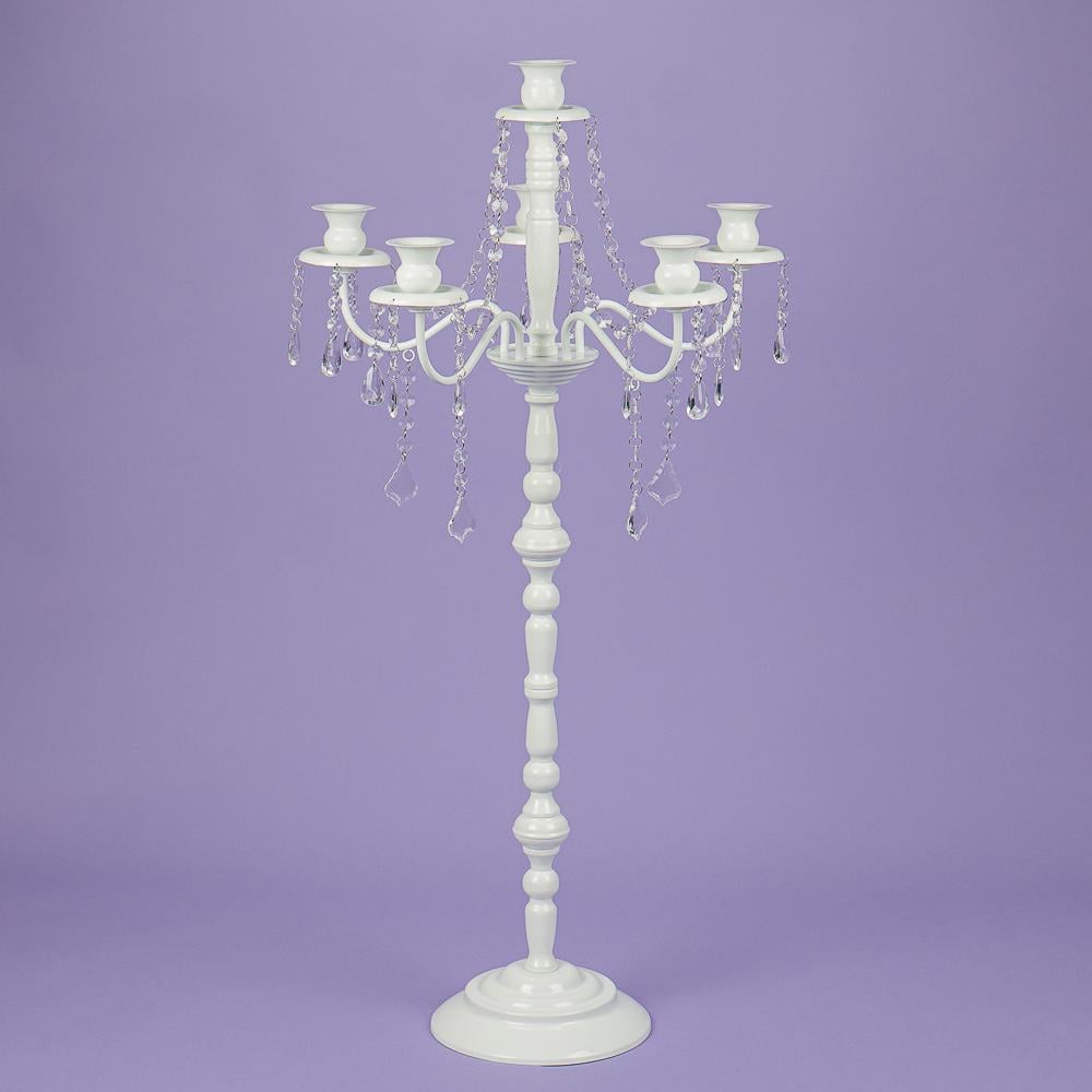 Набор подсвечников металлических Elisey на 6 свечей с кристаллами 93 см 2 шт. Белый (2011-001)