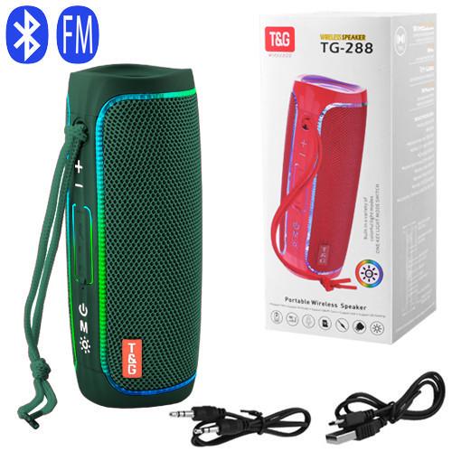 Колонка портативна Bluetooth TG288 FM/RGB Green (2135321724) - фото 2