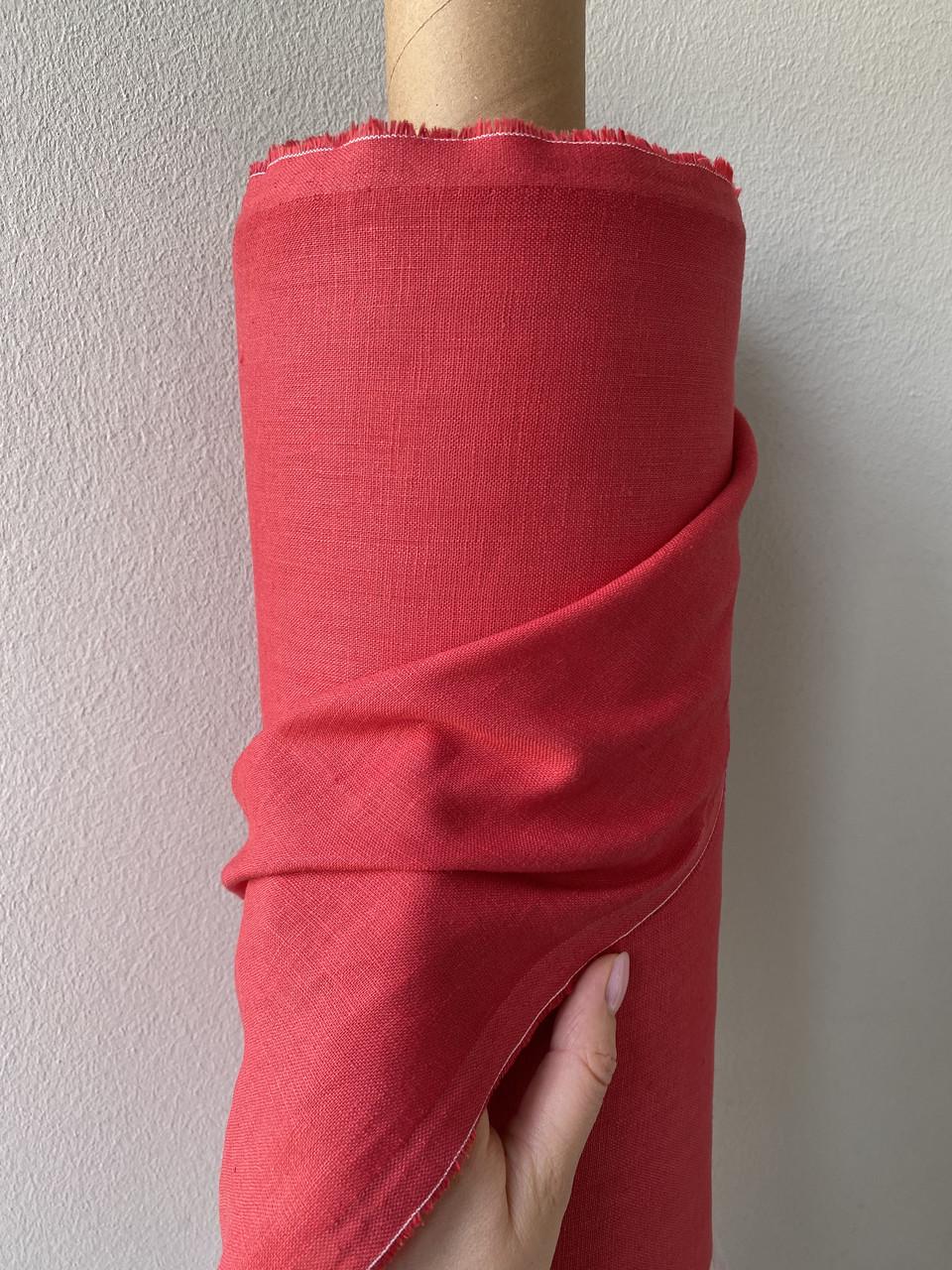 Ткань рубашечно-платьевая LINEN PLUS 100% лен 143 см 1427 Красный - фото 9