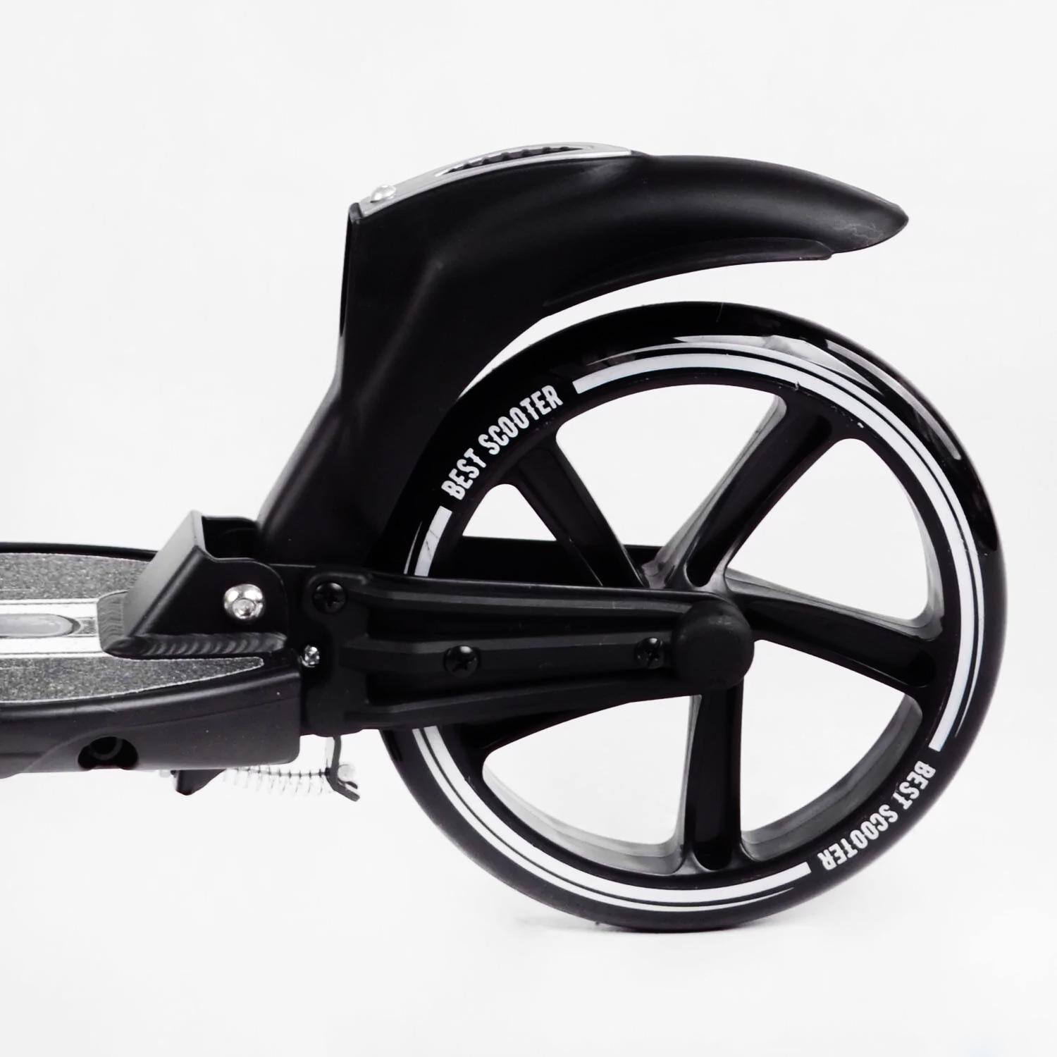 Самокат двоколісний складаний Best Scooter ліхтар/2 амортизатора Black/White (114437) - фото 4