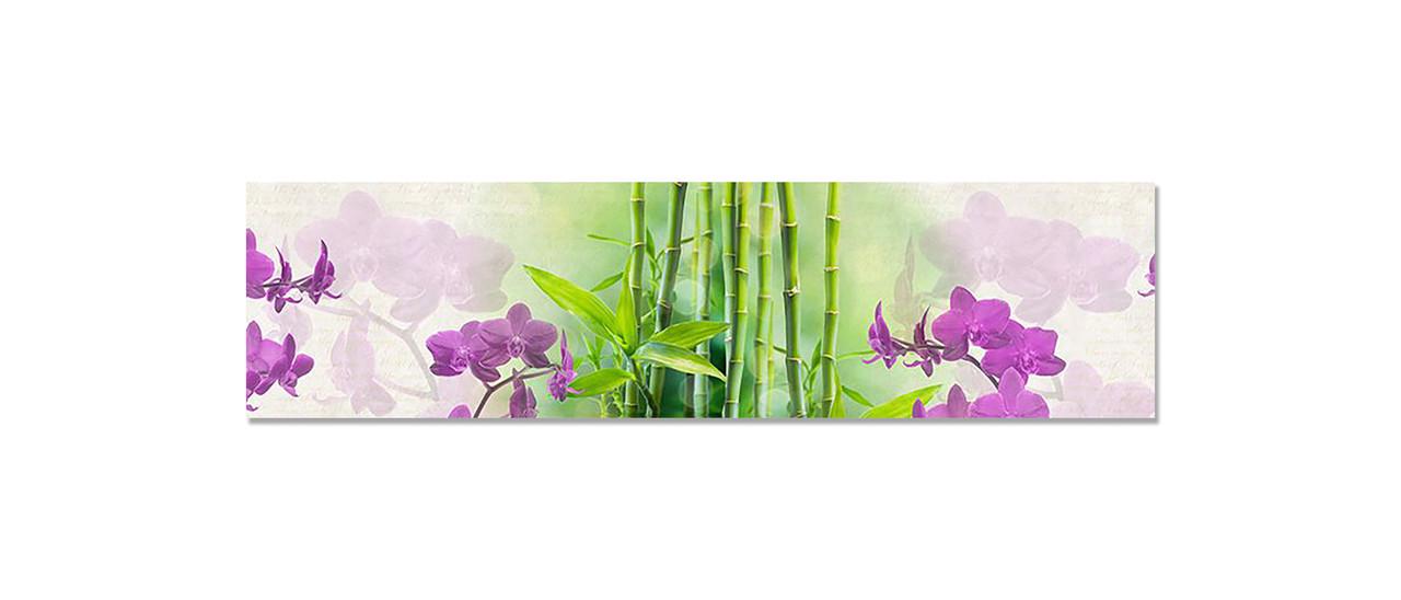 Кухонный фартук Бамбук орхидеи из самоклеющейся виниловой пленки 65х250 см Зеленый