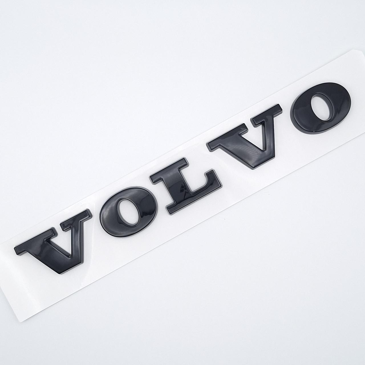 Емблема напис Volvo на задню частину 18х2,2 см Чорний глянцевий (2357892597)