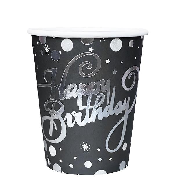 Бумажные стаканы Happy Birthday 230 мл 10 шт. Черный/Серебряный (1353860) Бумажные стаканы Happy Birthday 230 мл 10 шт. Черный/Серебряный (1353860)