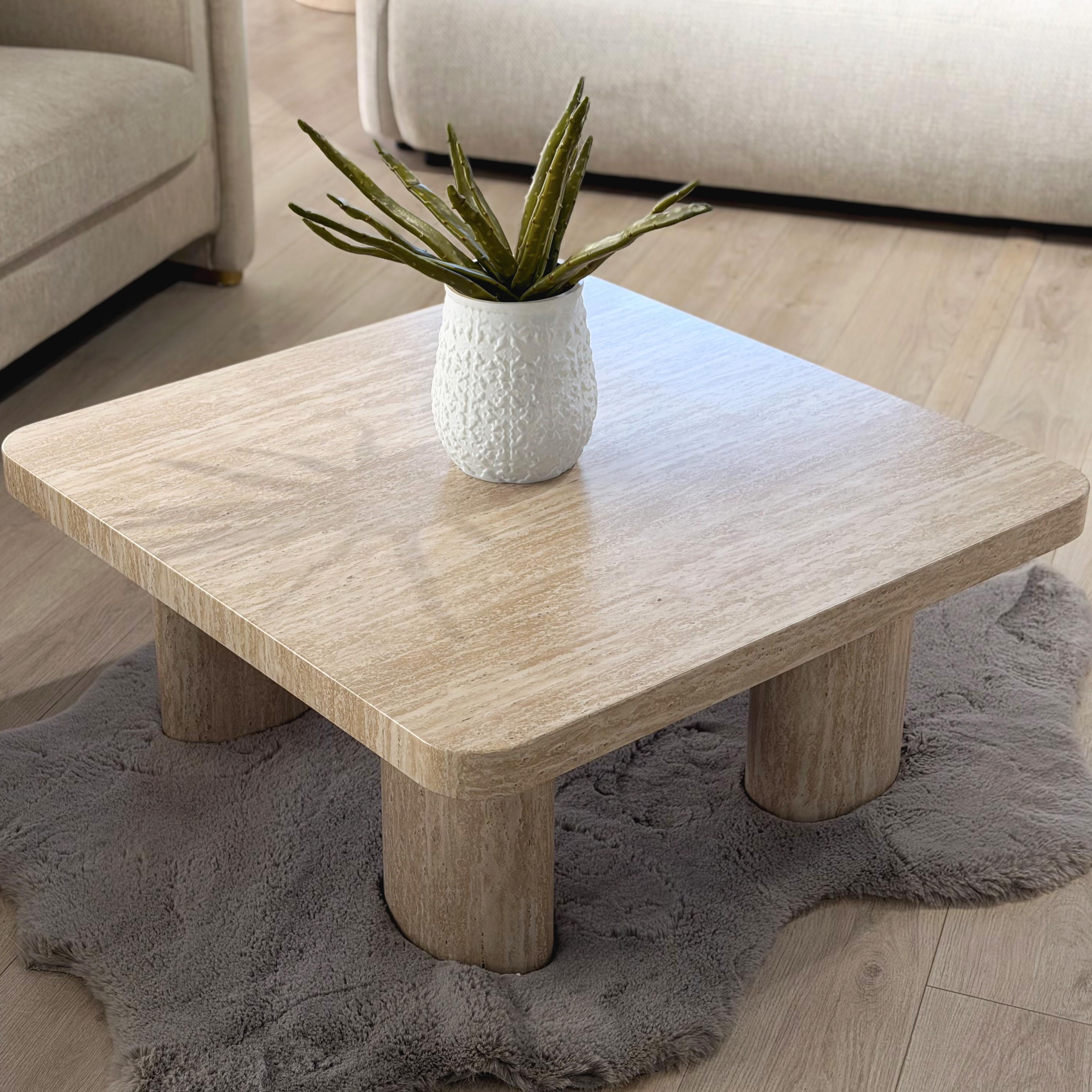 Кофейный столик Juan 80 см Travertine top and base (13994)