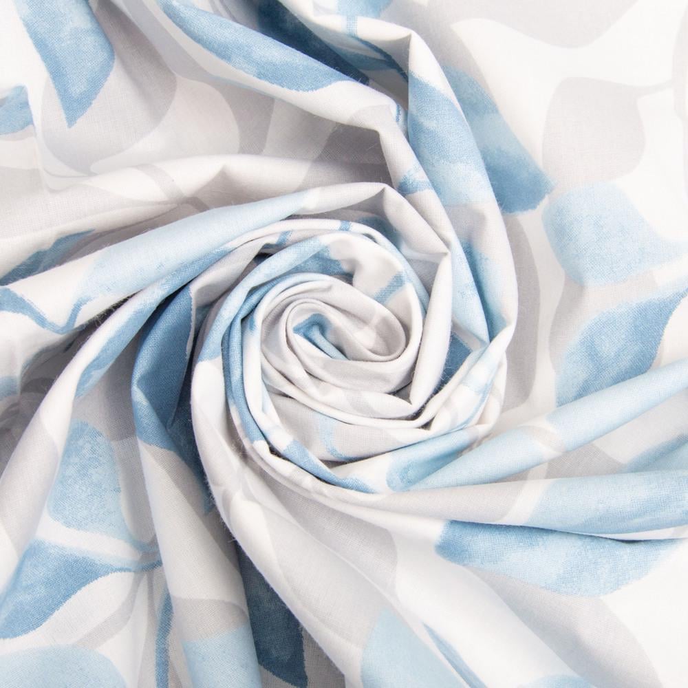 Ткань бязь ранфорс для постельного белья 6014 v-11 Веточка 2,4 м Голубой (25020)