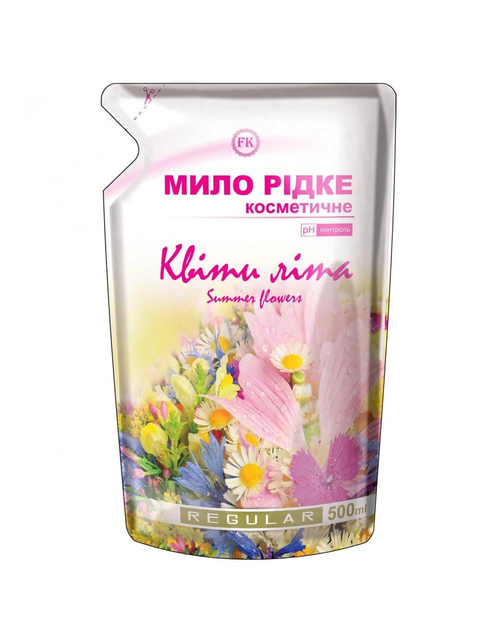 Мыло жидкое Kombi Factory REGULAR косметическое "Цветы лета" Дой-пак 500 мл (2180887537)