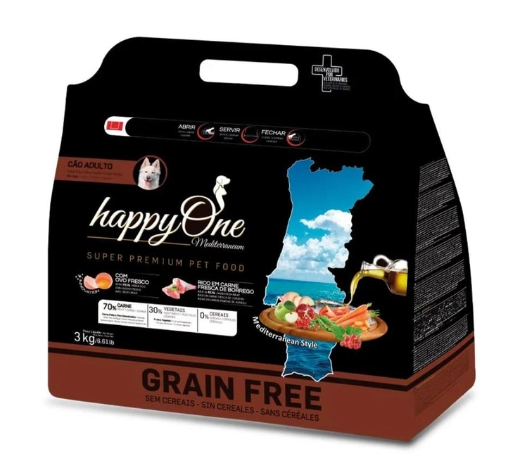 Корм для взрослых собак сухой беззерновой HappyOne Mediterraneum Dog Fresh Lamb со свежим ягненком 3 кг