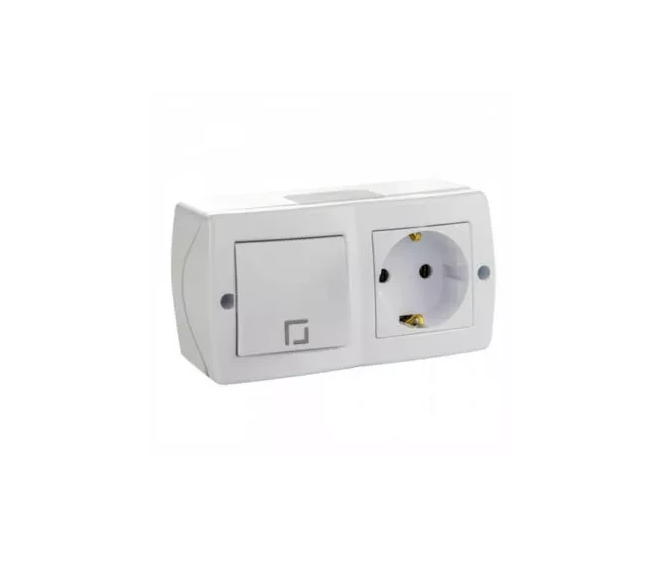 Розетка с заземлением и выключателем одноклавишным проходным Mono Electric OCTANS IP20 Белый (12123)
