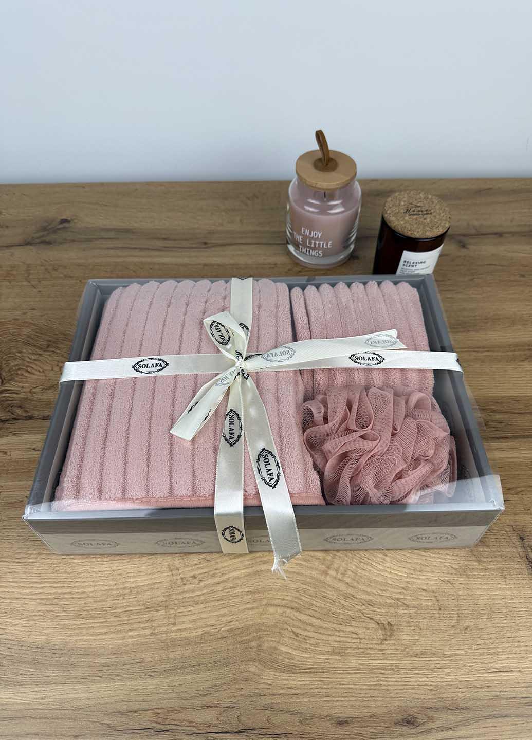 Подарочный набор полотенец из микрофибры Розовый (37-3) - фото 3