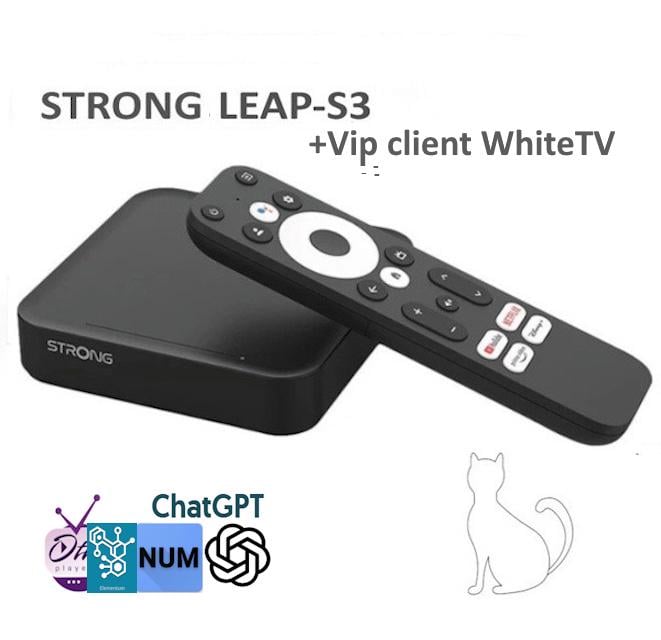 Смарт-приставка Strong LEAP-S3 VIP client Android Google TV Box настроенный c поддержкой Premium media контента и с сертификатом Netflix