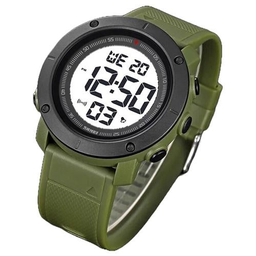 Годинник наручний чоловічий Skmei 2122AGWT 50 мм з підсвічуванням Black-white/Green (13103562)