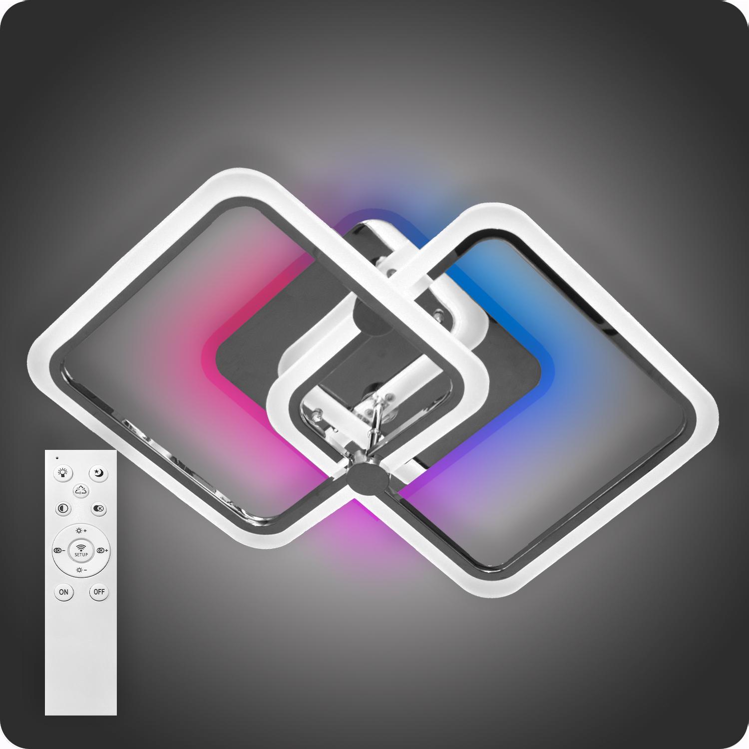 Люстра світлодіодна 517 Light 3color з пультом 80 Вт Хром (02093)
