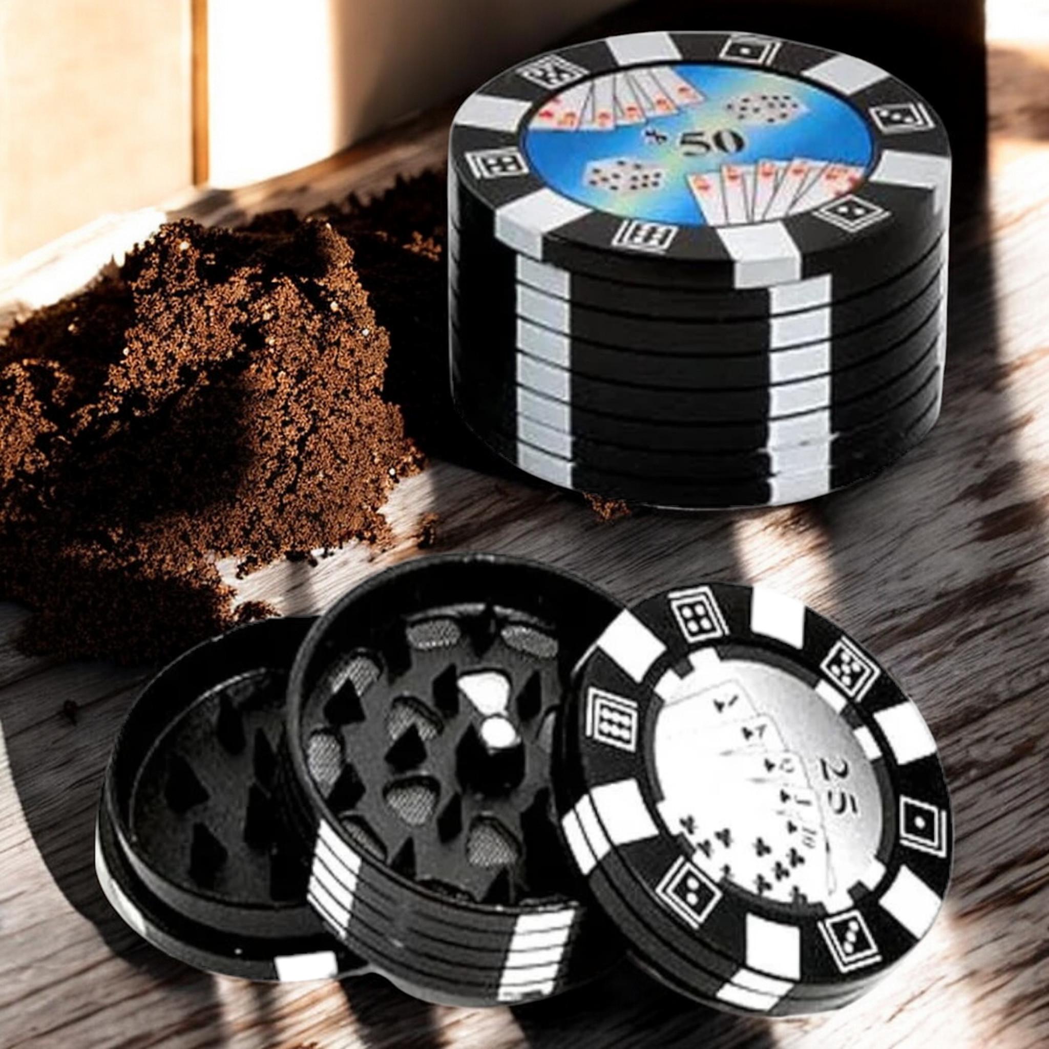 Гриндер для подрібнення тютюну Grinder Poker Chips Black Blue - фото 2