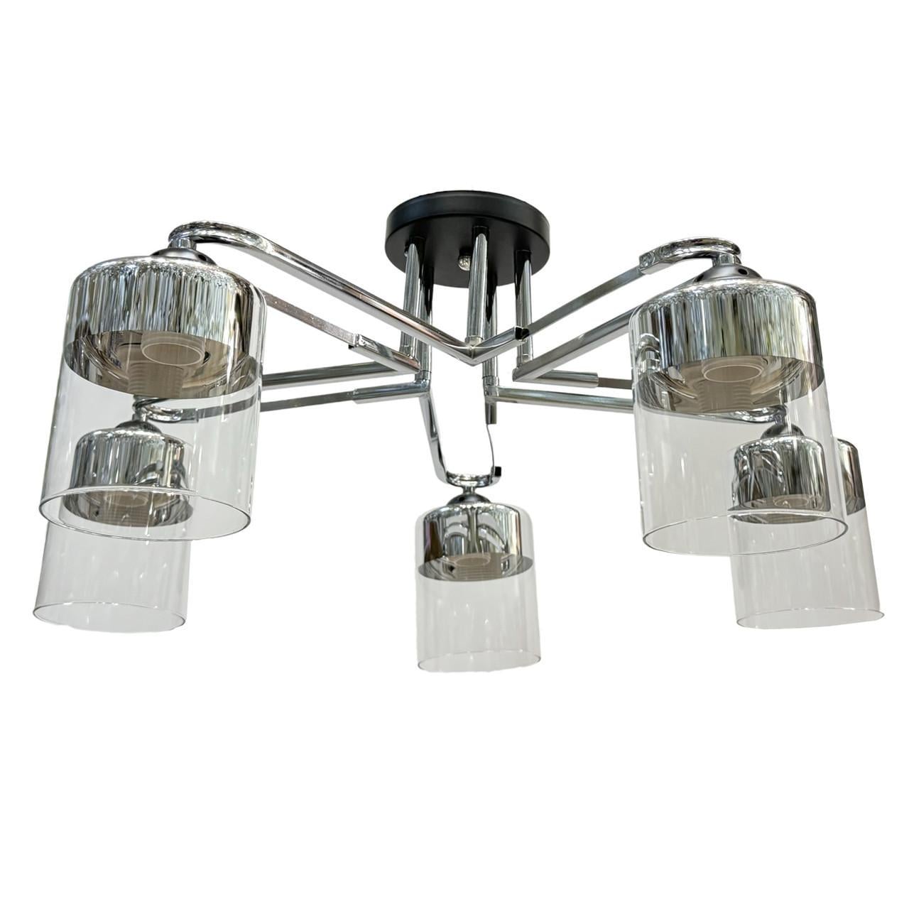 Люстра современная потолочная на пять ламп 3-A4179/5 CH+BK Numina хромированная