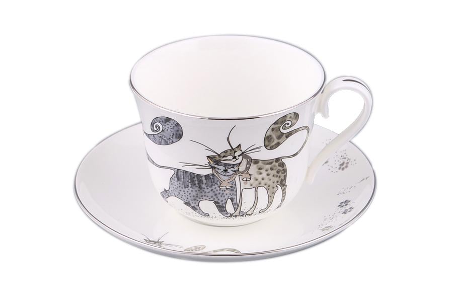 Чашка чайна Lefard Веселі коти порцелянова з блюдцем 220 мл (264-531) - фото 1 Чашка чайна Lefard Веселі коти порцелянова з блюдцем 220 мл (264-531) - фото 1