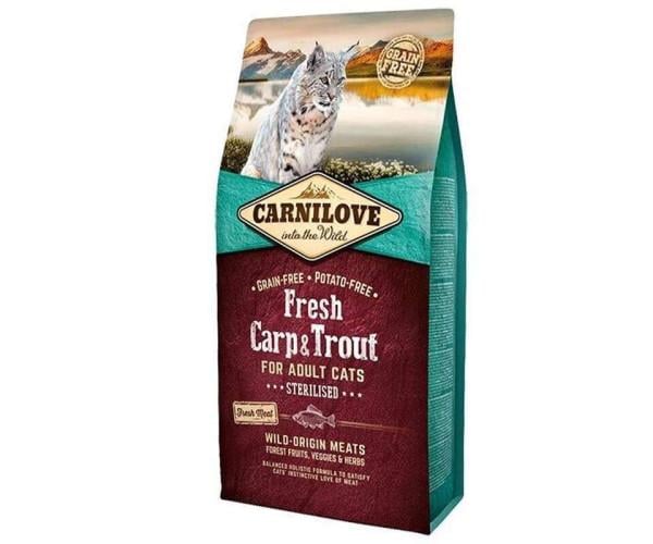 Корм сухой беззерновой Carnilove Fresh Carp&Trout for Sterilised Cats с карпом и форелью для стерилизованных кишок 400 г - фото 1