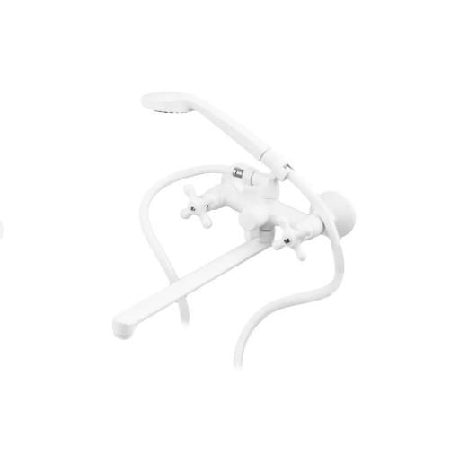 Смеситель для ванны PLAMIX Pablo -140 EURO SET с шлангом и воронкой White (PM0670)