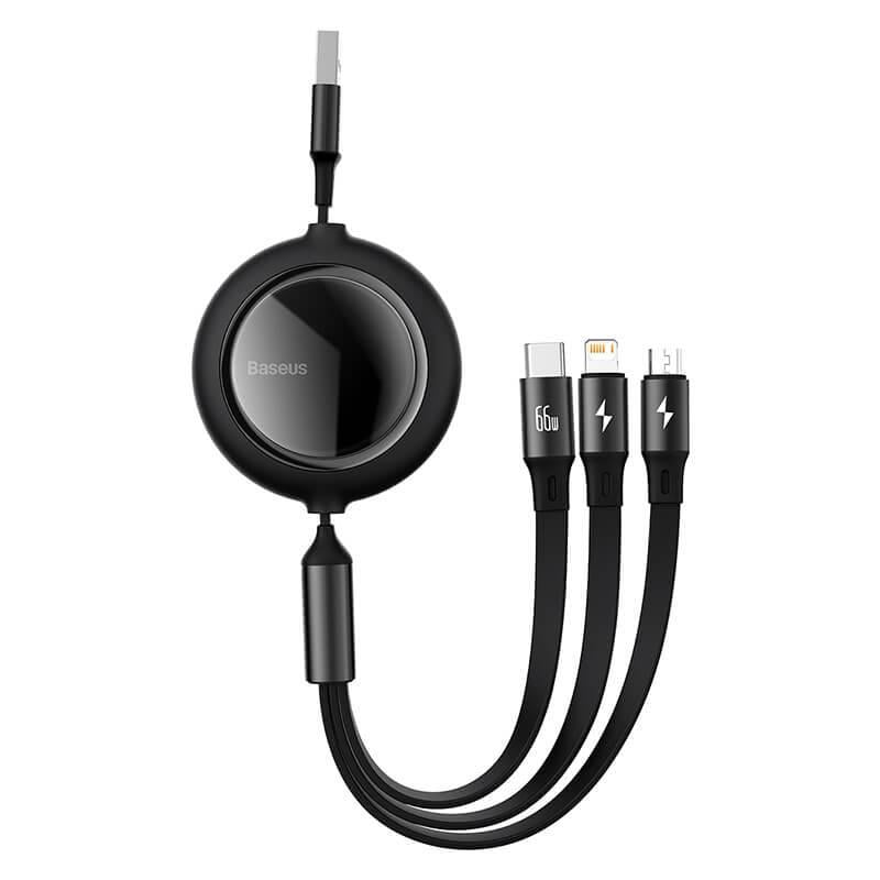 Кабель-рулетка BASEUS Combo Bright Mirror 3в1 Micro USB/Lightning/Type-C