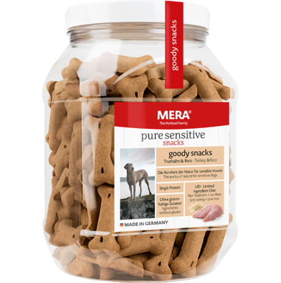 Ласощі для чутливих собак MERA Pure Sensitive Snacks Turkey&rice 600 г (1649751382)