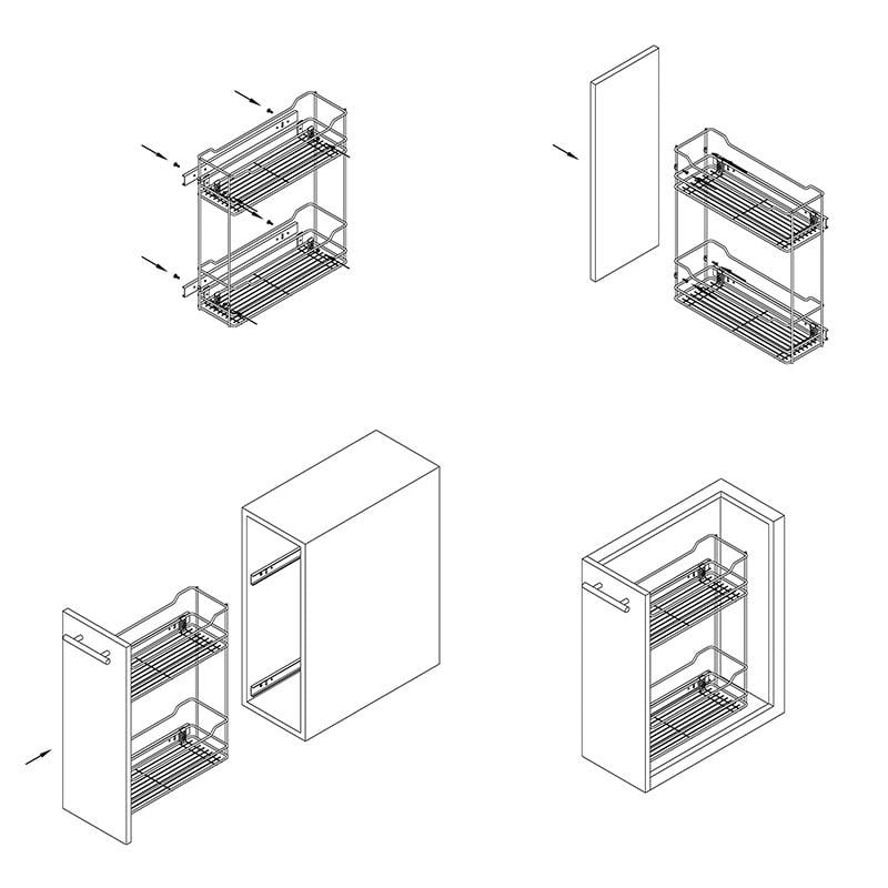 Карго для кухні бічне 2 полиці без напрямних 200 мм Чорний (113033) - фото 5