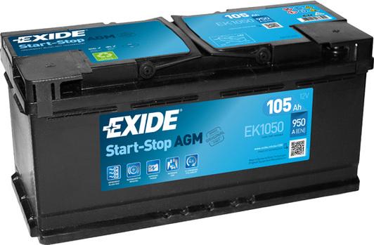 Аккумулятор EXIDE AGM R EN950 105 Ah-12 V 392х175х190 мм (EK1050)