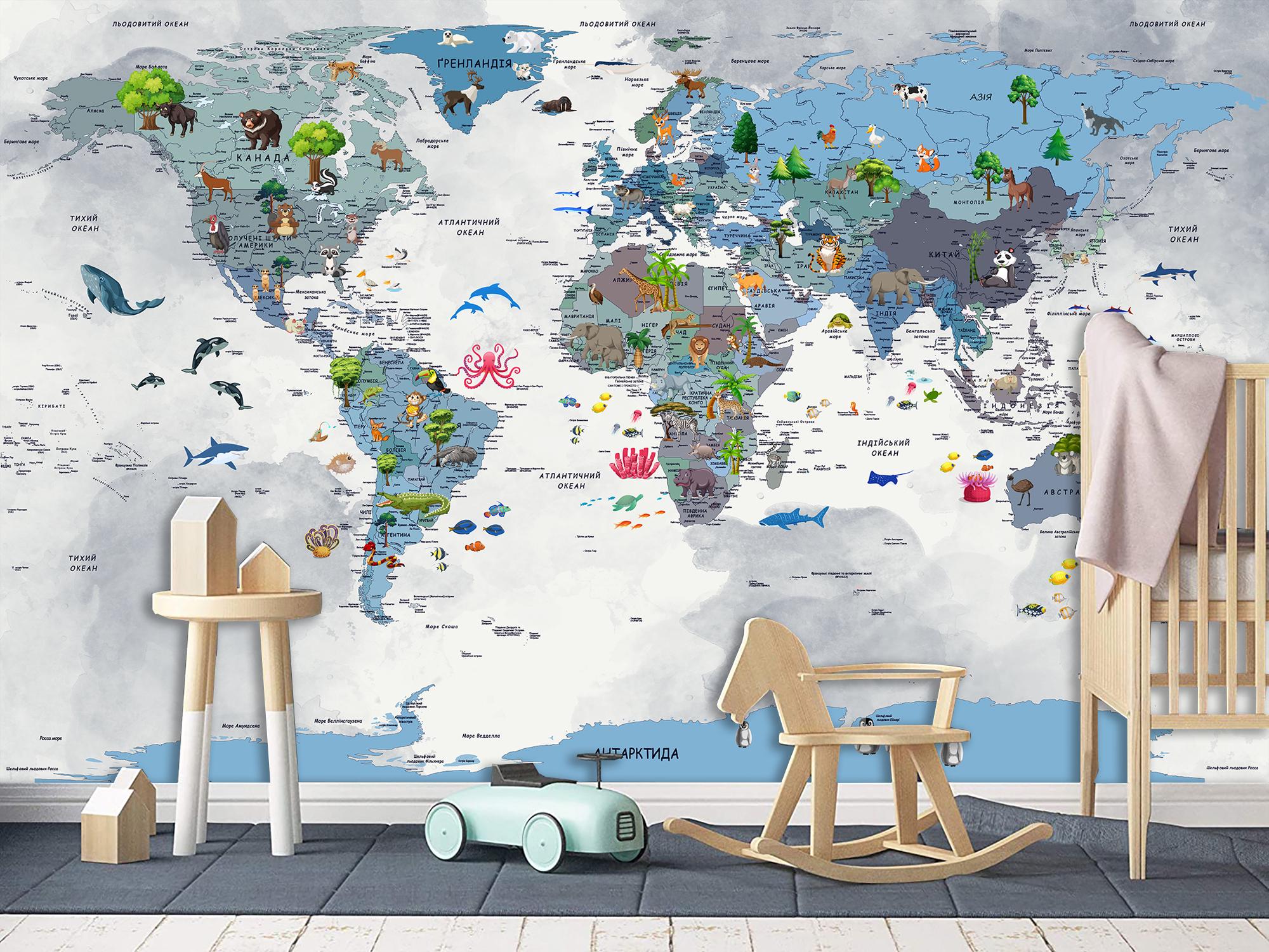 Фотошпалери флізелінові Upstream Дитяча карта світу 153х230 см (S5KM-003/3) - фото 7 Фотошпалери флізелінові Upstream Дитяча карта світу 153х230 см (S5KM-003/3) - фото 7