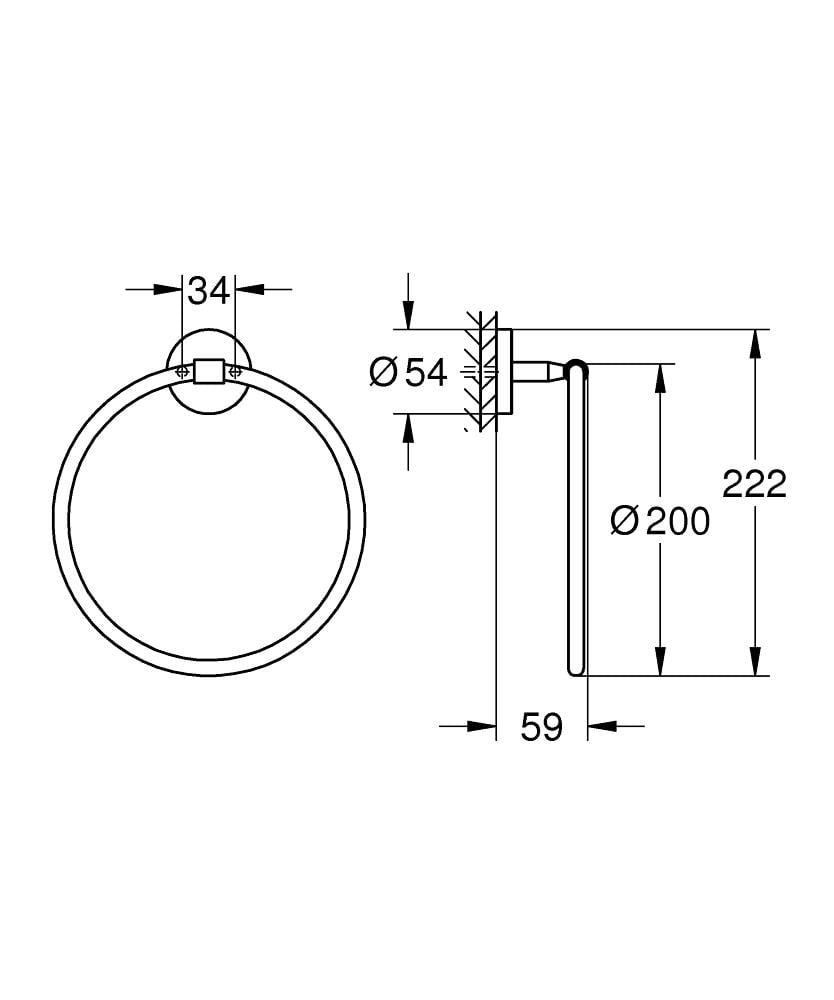 Держатель-кольцо для полотенец Grohe QuickFix Start Cosmopolitan 41167000 CV031780 Хром (164758) - фото 2