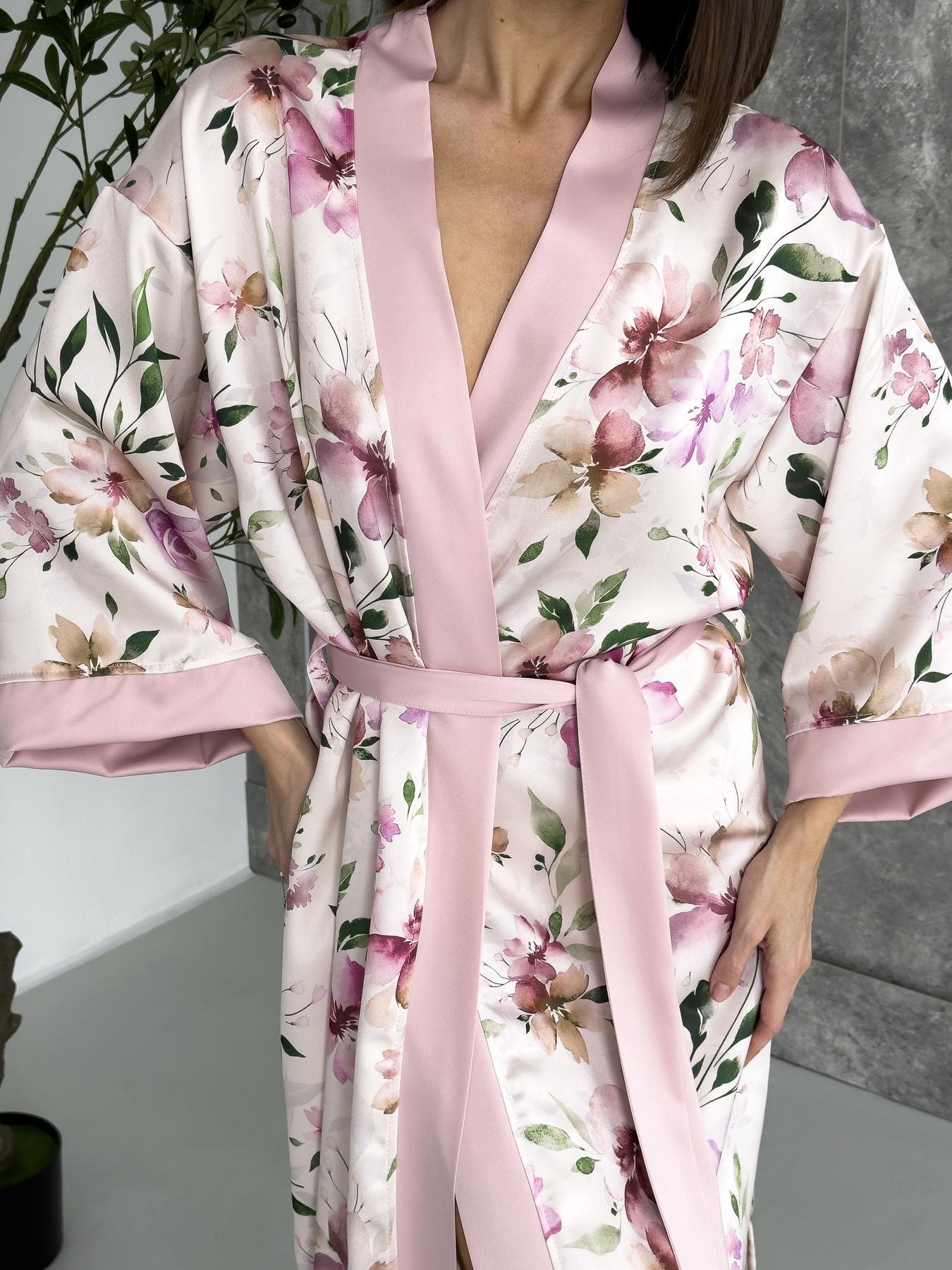 Женский Халат-кимоно длинный COSY Morning Bloom Розовые цветы шелк-сатин L/XL Молочный MB1 (MB1/LXL) - фото 5 Женский Халат-кимоно длинный COSY Morning Bloom Розовые цветы шелк-сатин L/XL Молочный MB1 (MB1/LXL) - фото 5