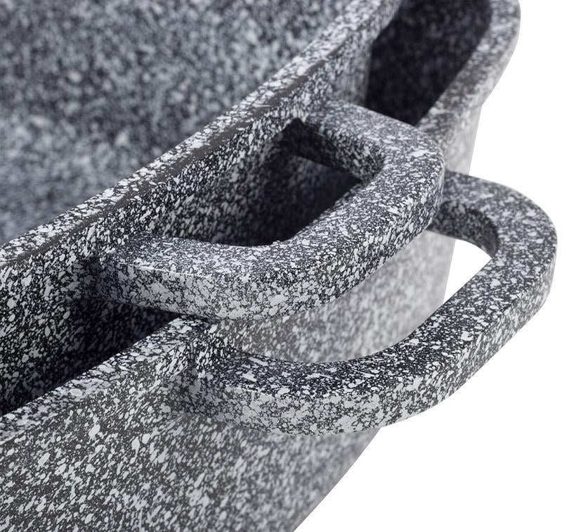 Набор квадратных кастрюль Ofenbach Snow Marble с двумя прихватками 2,3/4,4 л - фото 4