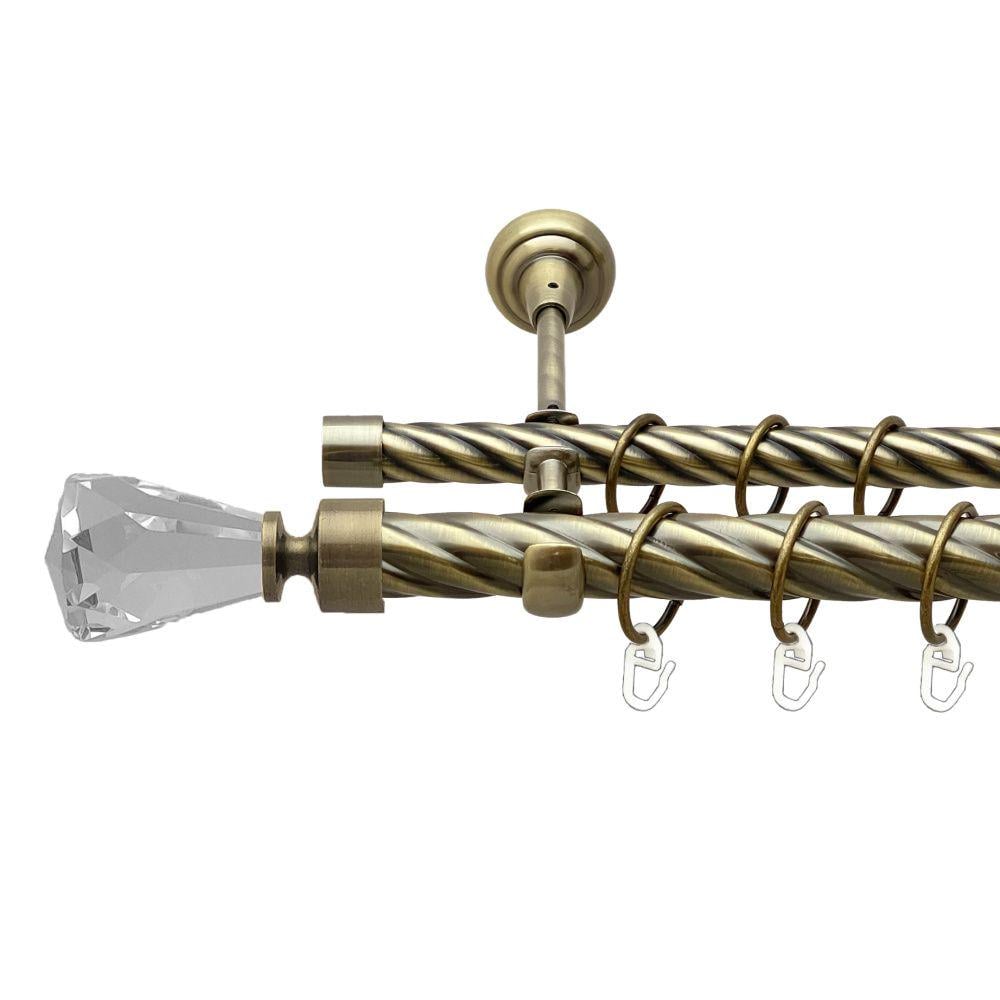 Карниз металлический Orvit Лучетта двухрядный открытый/скрученная труба/кольцо металлическое Антик 25/19 мм 300 см (00-00018339)