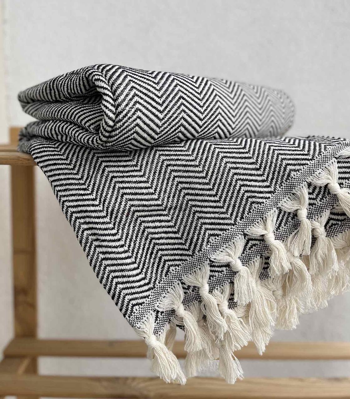 Покрывало летнее Danmark хлопковое 200х230 см Черный (18094379)