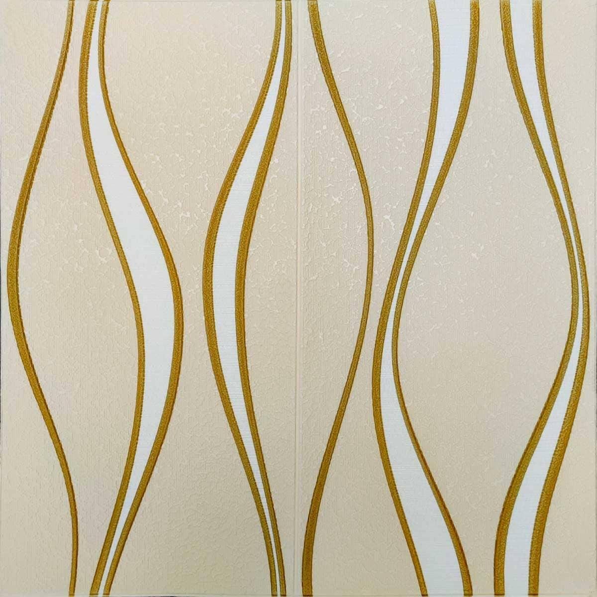 Панель самоклеющаяся 3D Sticker Wall волны 700x700x5 мм Золотой